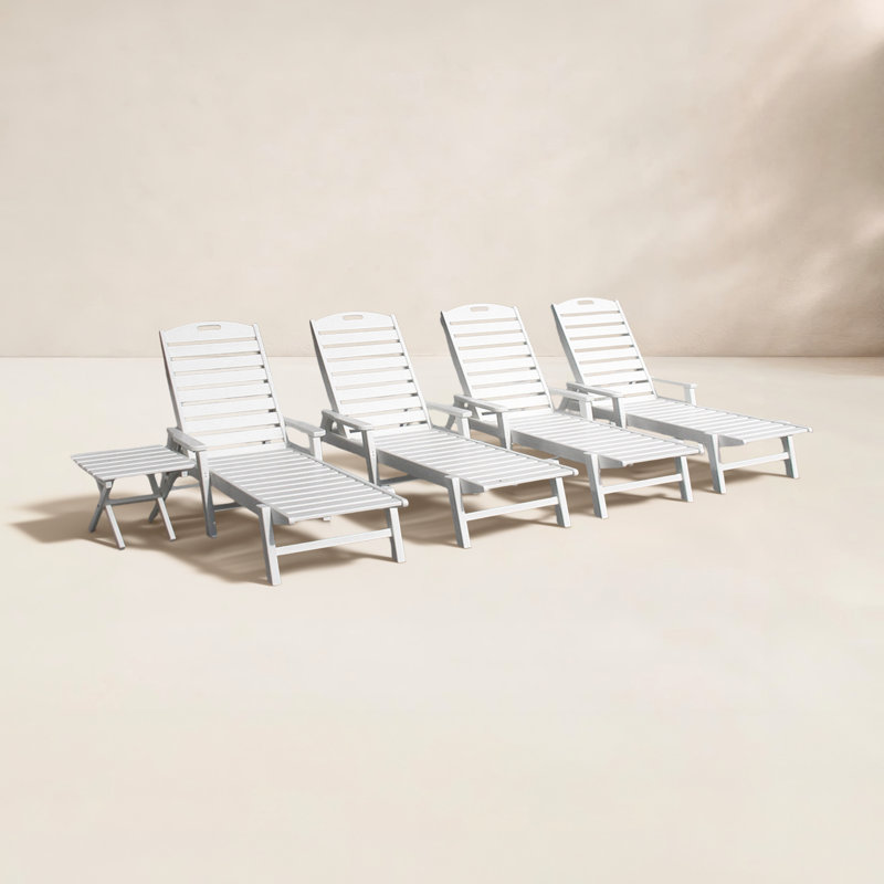 Chaise longue avec accoudoirs POLYWOOD, Blanc