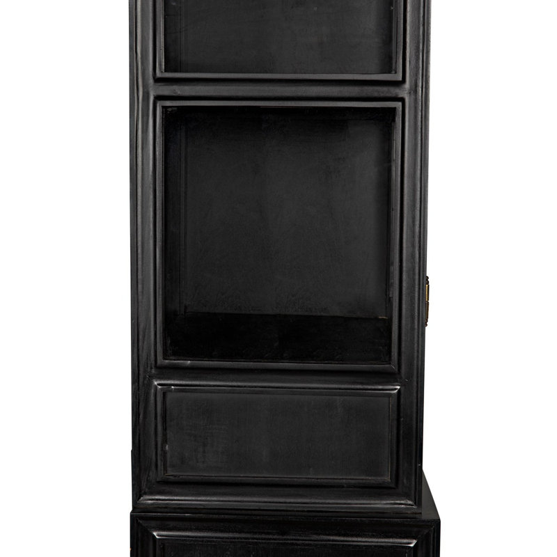 Colonial Solid Wood China Cabinet, Hand Rubbed Black