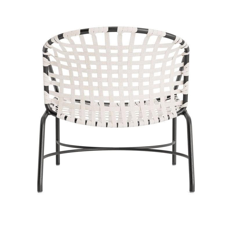 Kantan Outdoor Lounge Chair, Textured Pewter/White Suncloth Lace