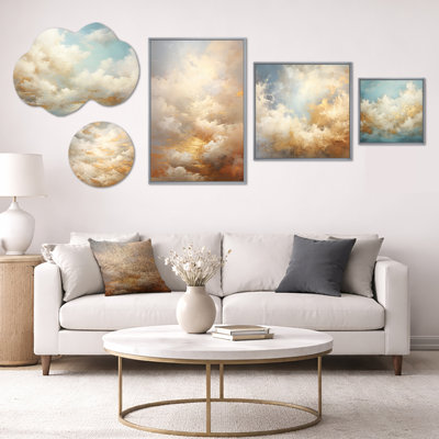 Ensemble de 5 pièces d'art mural, en métal et en toile beige, or et minimalisme II (100 po x 40 po)
