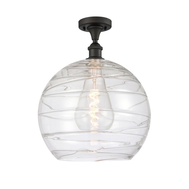Anie Glass Semi Flush Mount, Oil Rubbed Bronze, LED, 16.88"H x 13.75"W x 13.75"D