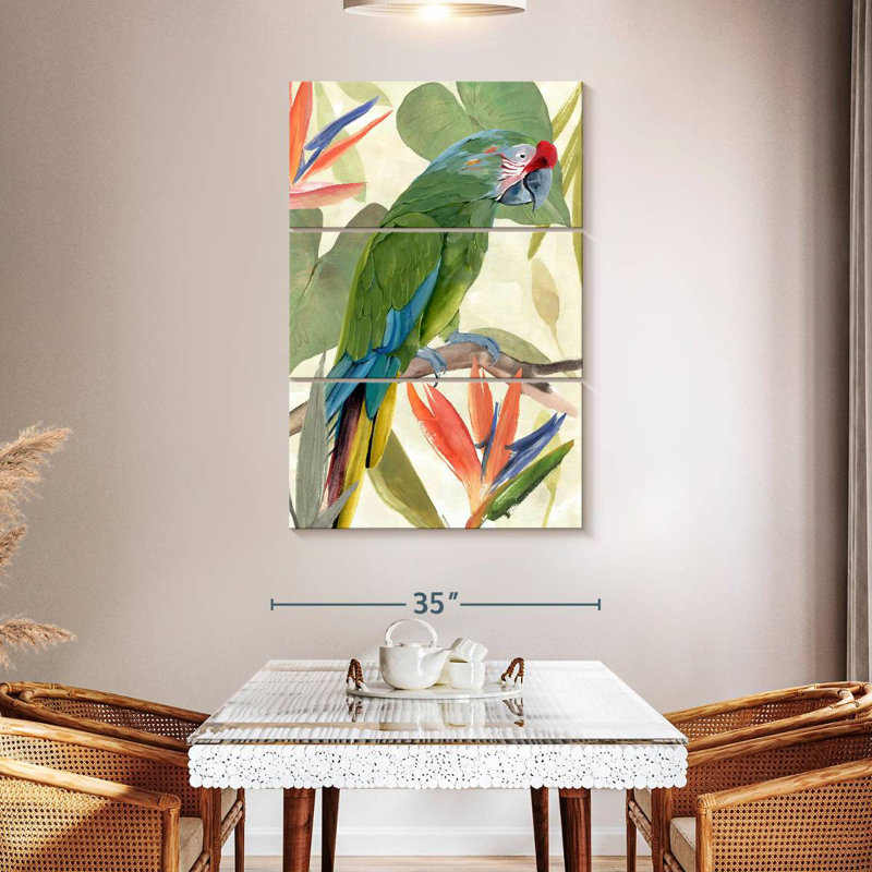 Composition de perroquet tropical Brampt I, H 65 po x l 42 po