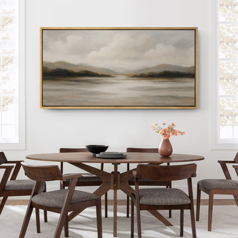 Grande impression sur toile encadrée, impression de paysage abstrait neutre pour décoration murale moderne minimaliste