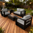 Modern Outdoor Aluminum 4-piece Conversation Set With Firepit Table