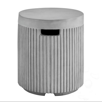 Outdoor Round Tank Cover Table With Vertical Fluted Design