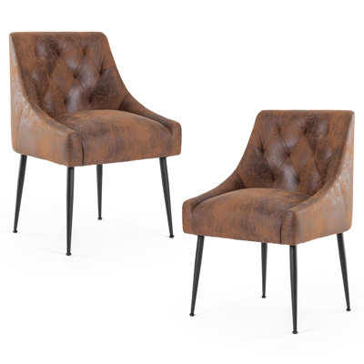 Dining Chairs (Set of 4) Mid Century Modern Kitchen Chair Comfortable Upholstered Faux Leather Dinner Chairs for Kitchen Dining Room