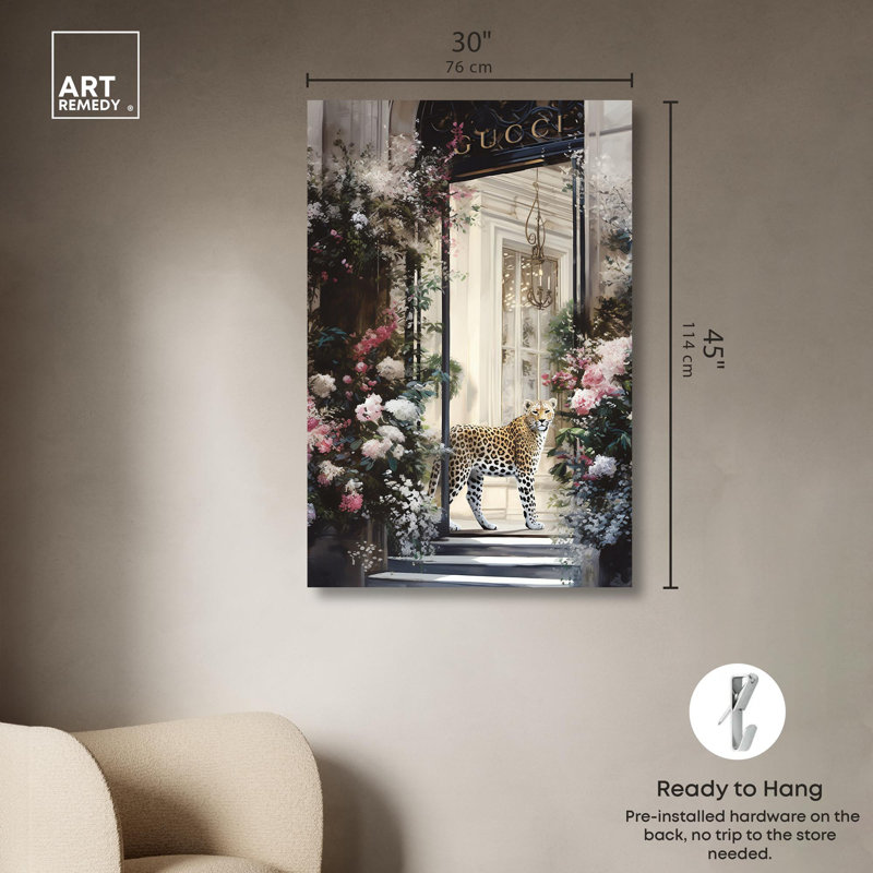 Art floral sur toile, devanture fleurie, Toile tendue, H 45 po x l 30 po