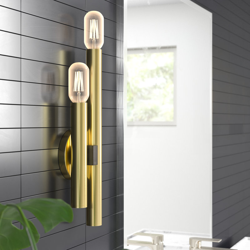 Steel Armed Sconce, Satin Brass