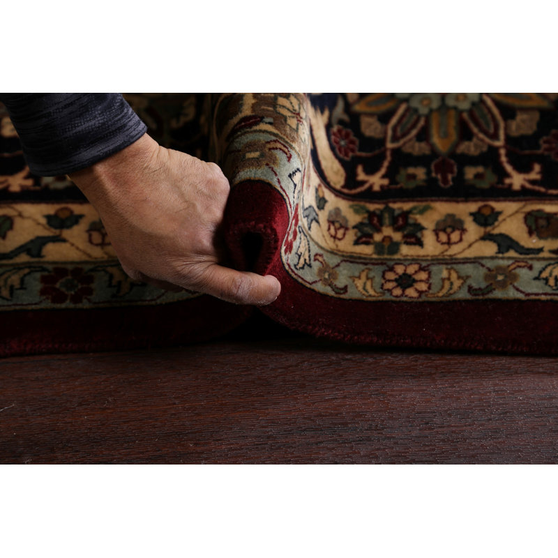 Tapis rouge en laine noué à la main de conception unique 12 pi 2 po x 18 pi 1 po