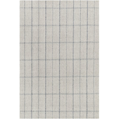 Tapis gris en laine tissé à plat à la main Mathers