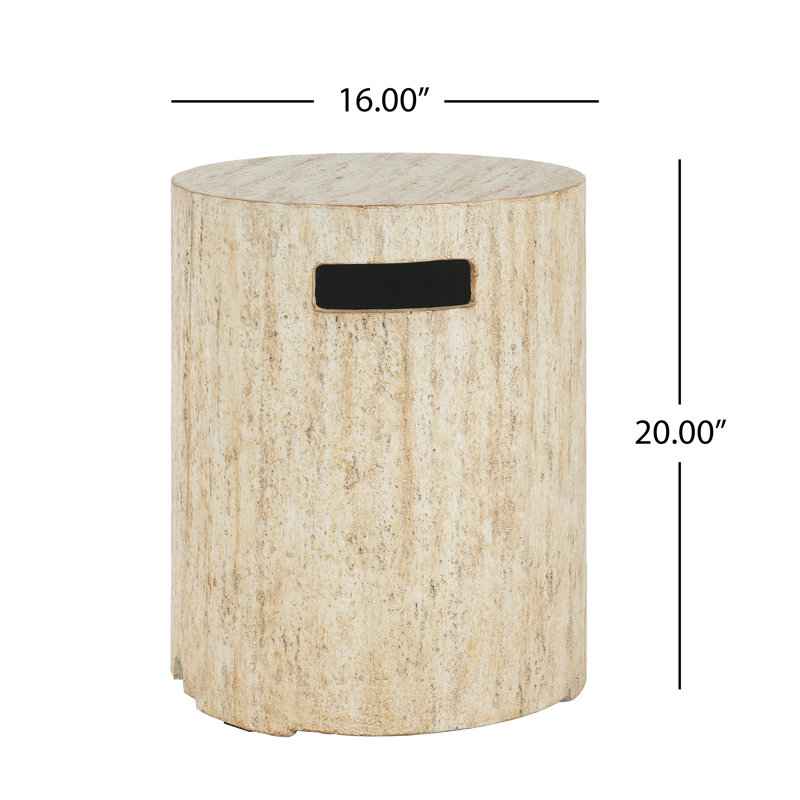 Lyle Outdoor MGO Propane Fire Pit Table With Tank Holder, Travertine Beige