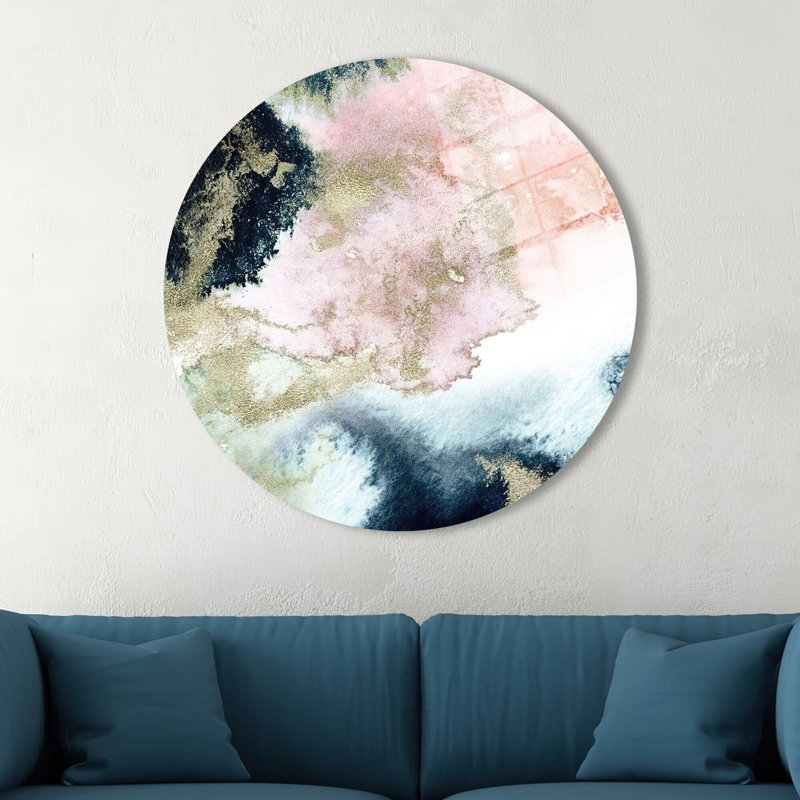 Art mural en verre trempé avec des motifs en marbre rose et doré pour une décoration intérieure élégante