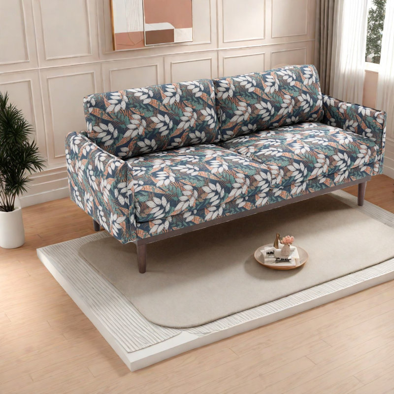 Comfortable Modern Green Sofa, Polyester Upholstered Spacious Seating For Home