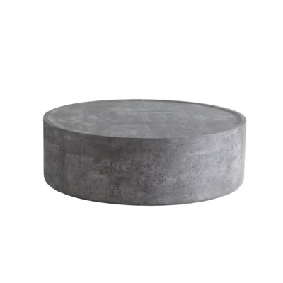 39.37" Round Coffee Table with Faux Concrete Finish for Living Room