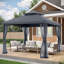 13 pi. L 11 pi. D Pavillon de jardin en acier au toit souple-113663264-124638523