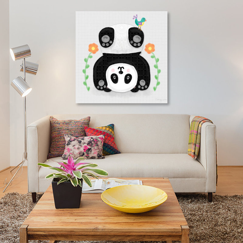 « culbuting pandas iv », impression sur toile tendue, H 48 po x l 48 po x P 1,5 po, Toile tendue, Pas de tapis