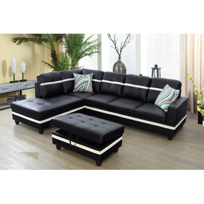 Brevard Faux Leather L-Shaped Sectional