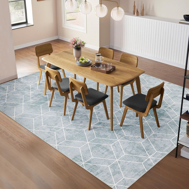8x10 Gray Modern Geometric Area Rug Indoor Washable Rug Non Shedding Bedroom Carpet, Rectangle 8' x 10'