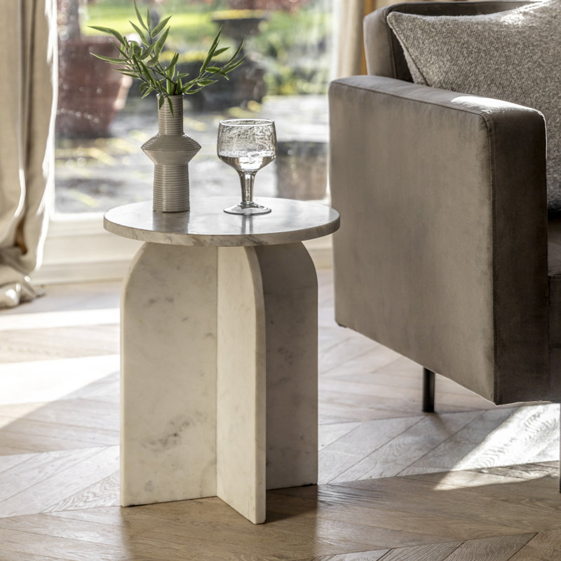 Amalfi Marble Side Table, White