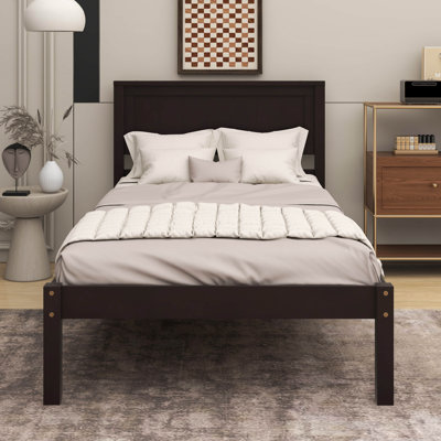 Twin Size Platform Bed Frame With Headboard