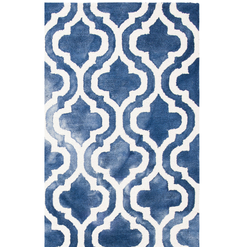 Tapis bleu marine en laine fait à la main Adelei, Rectangle de 2 pi x 3 pi