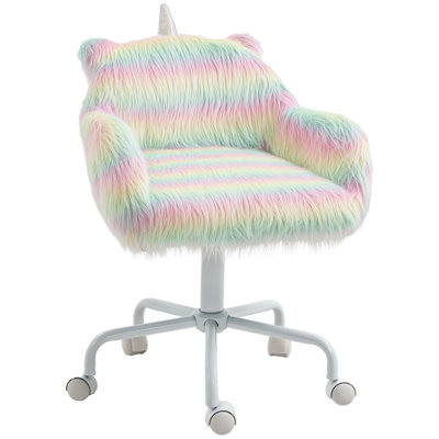 Basel Vinsetto Fluffy Desk Chair with Arms, Adjustable Height, Wheels, Colourful