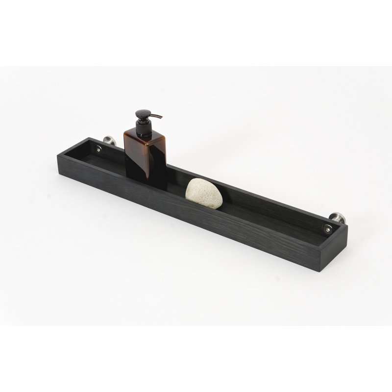 Ilai Oak Solid Wood Accent Shelf, Dark Grey