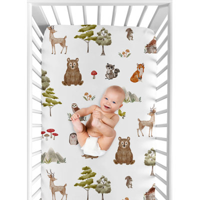 Watercolor Woodland Forest Animals Fitted Crib Sheet by Sweet Jojo Designs