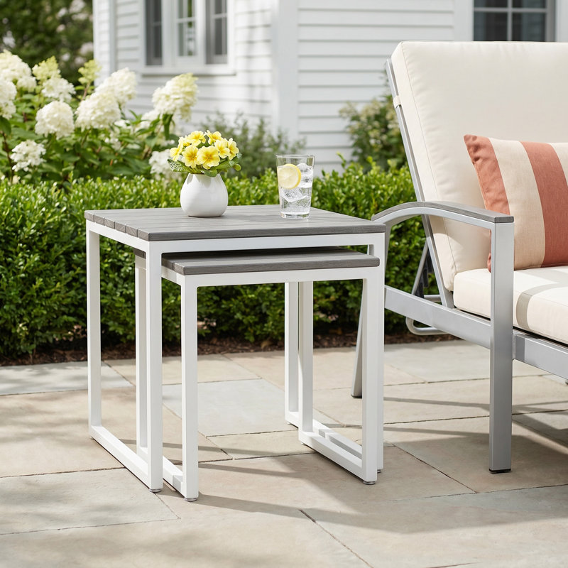 Townsend Nseting Outdoor Patio Side Table, Gray