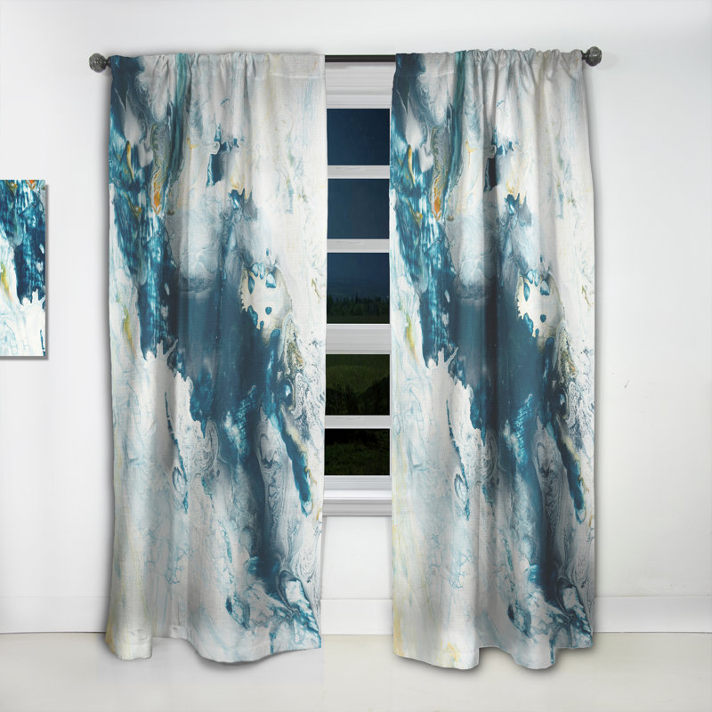 Rideau moderne - art moderne liquide bleu - obscurcissement de la pièce en velours - 1 panneau