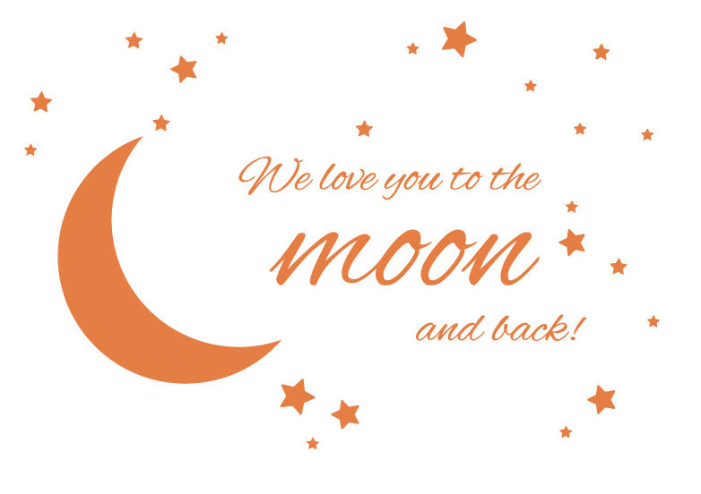 Adhésif décoratif « To the moon and back », H 44 po x l 65 po x P 0,01 po, Kaki
