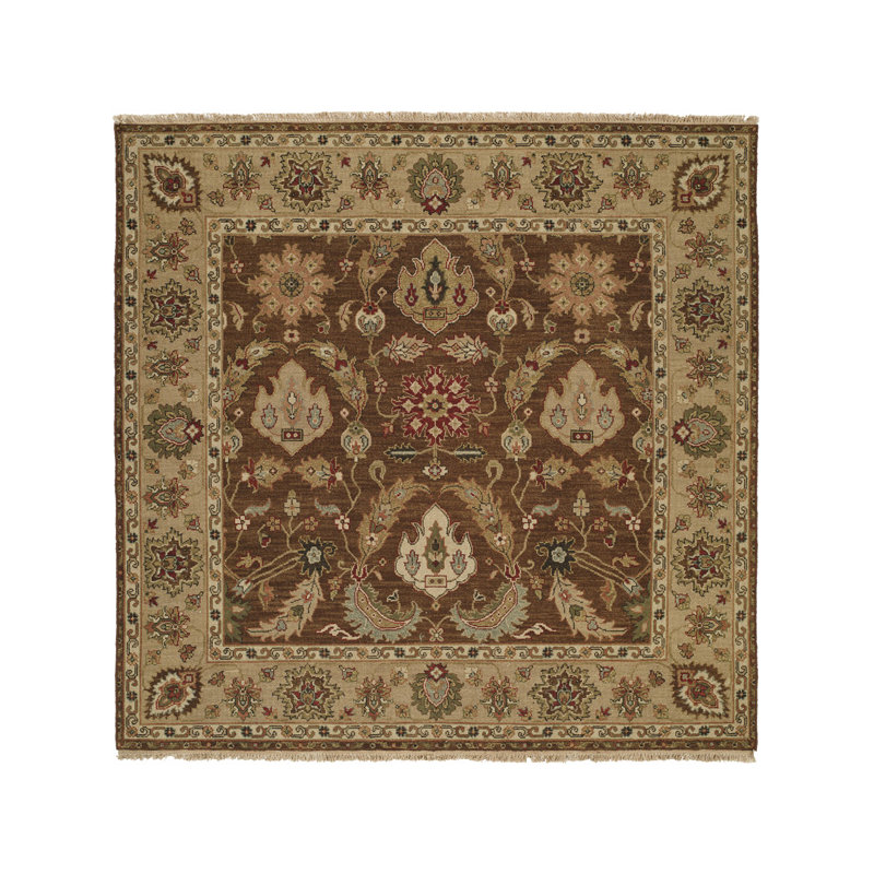 Wool Oriental Area Rug in Brown/Camel, Square 10'
