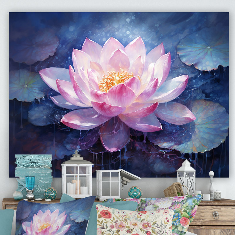 Lotus luminescence sur toile, H 24 po x l 32 po x P 1 po, Toile tendue