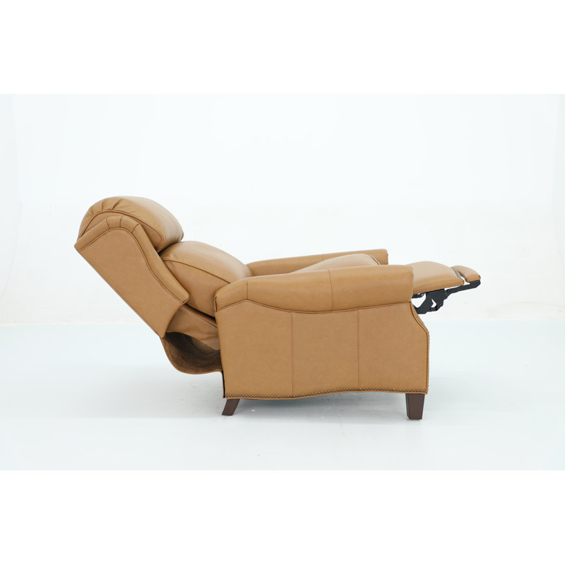 Foxton 35" Wide Genuine Leather Manual Club Recliner, Brown Genuine Leather