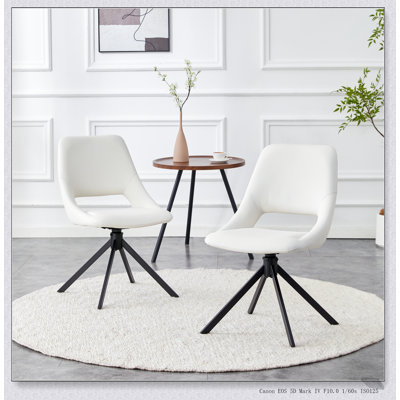 Ensemble de 2 chaises de salle à manger confortables et pivotantes avec dossier haut et cuir résistant aux égratignures pour les cuisines modernes