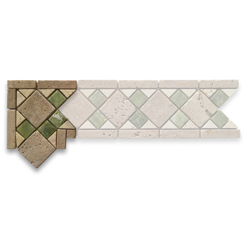 Carrelage mural en mosaïque 8 po x 8 po, Jaune / beige / vert