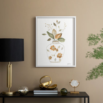 «Neutral Floral I», reproduction encadrée - bois massif