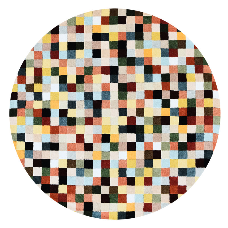 Multicolor Checkerboard Rug, Round 6'