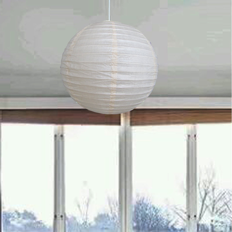 35 cm H Round Paper Pendant Shade ( Clip On ), White