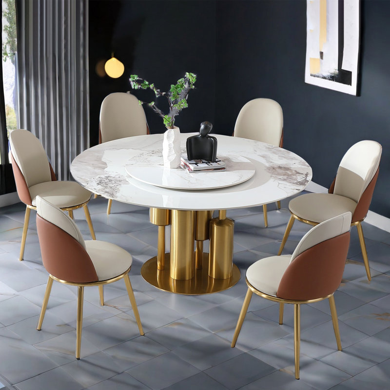 Ensembles de table de salle à manger élégants et modernes avec plateau en pierre frittée pour espaces compacts