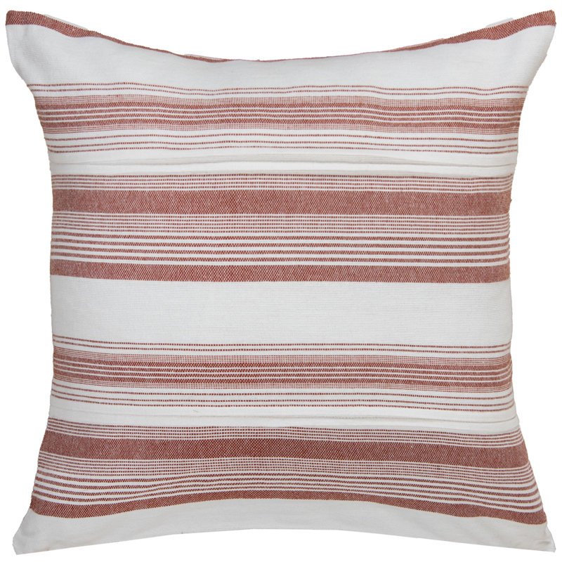 Cotton/Polyester Blend Down Filled Throw Pillow, Polyester, White/Red