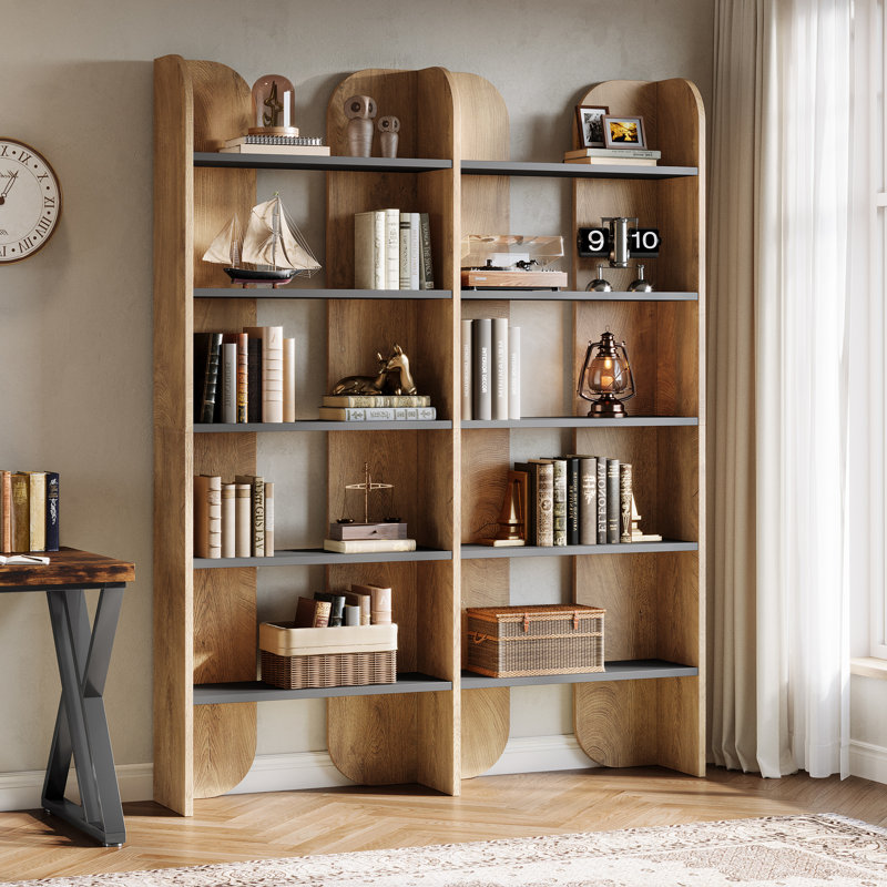 Bibliothèque de 70,87 pouces de hauteur avec tablettes ouvertes, Brun, 1