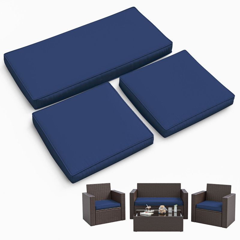 3-Piece Outdoor Seat Cushion Set, Blue