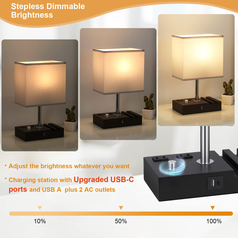 USB Table Lamp, Fully, 13.39" H x 4.69" W x 7.91" D