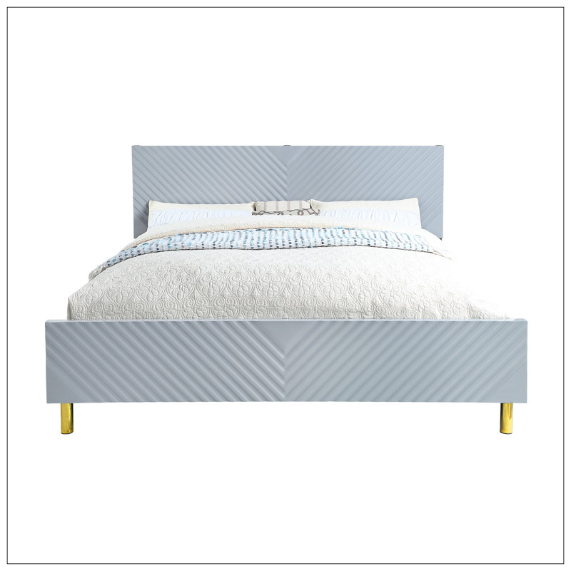 Lit pour chambre à coucher, Blanc lustré, Grand