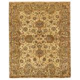 Hand Knotted Wool Area Rug in Cream And Gold