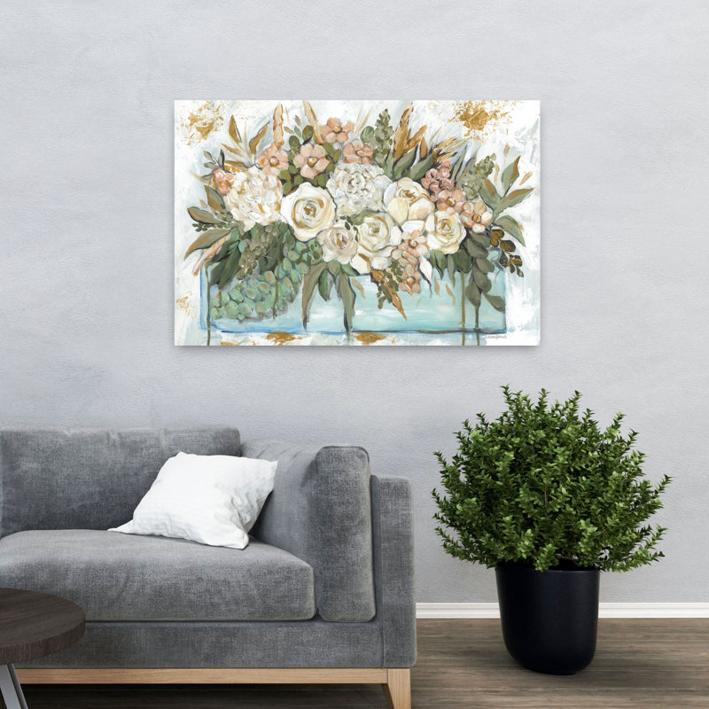 Boîte de fleurs, art floral abstrait contemporain, H 32 po x l 48 po
