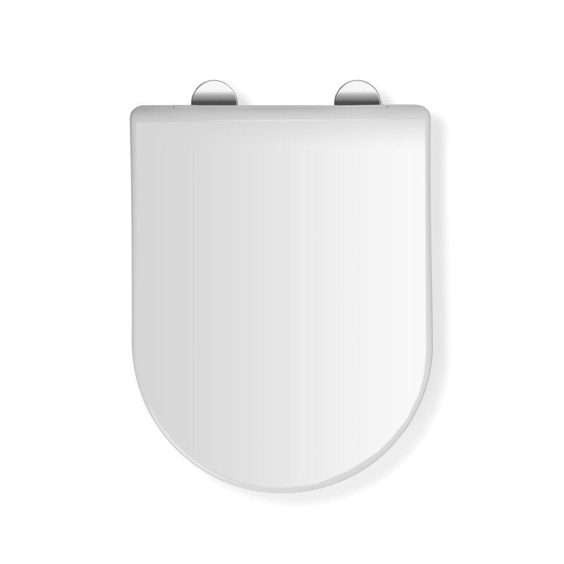 Malo Flexi-Fix D Shape Toilet Seat - Soft Close & Quick Release Button for Easy Cleaning, Adjustable Hinges with Top and Bottom Fixings Included and Antibacterial Treated Surface (White)