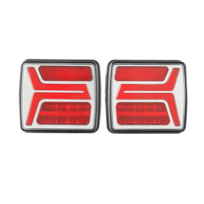 2-Piece 12V Square Magnetic LED Trailer Tail Lights Kit - Waterproof IP67 Towing Lighting Set with Brake, Turn, License Lamp for Boat Truck Camper RV