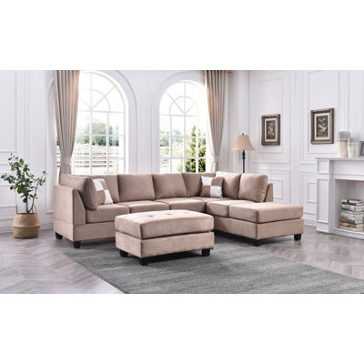 Malone Reversible Sectional Mocha Microsuede